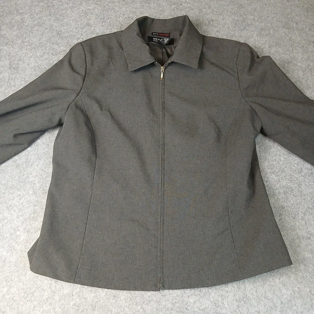 New York & Company Zip Up Jacket Womens Size 10 Gray City Stretch Professional